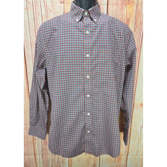 L.L. Bean Mens Slightly Fitted Shirt Small Red & Blue Plaid Button-Down - Picture 1 of 6